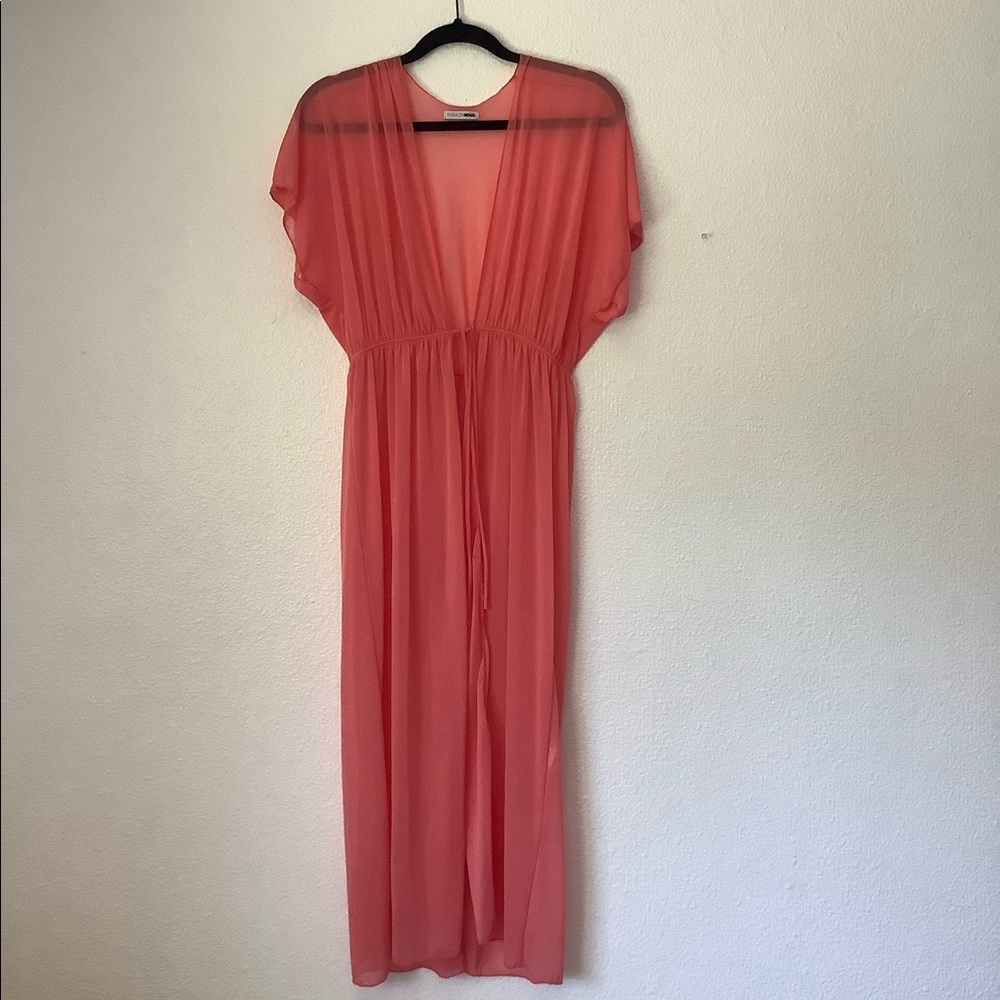 Pink Mesh Swimsuit Cover Up